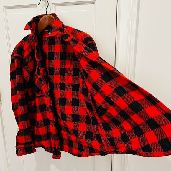 VTG Men's KING KOLE 100% Wool RED BLACK BUFFALO PLAID Button Long Sleeve Shirt L - Picture 3 of 16
